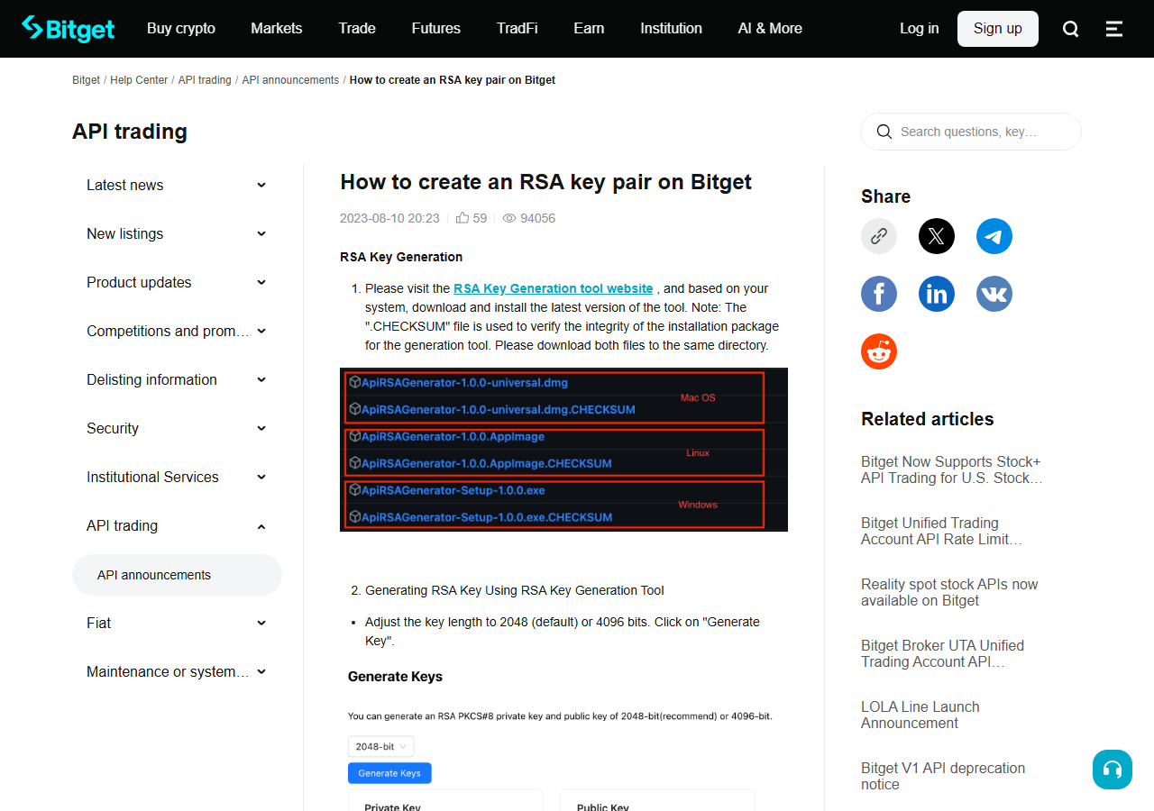 Bitget — How to create an RSA key pair